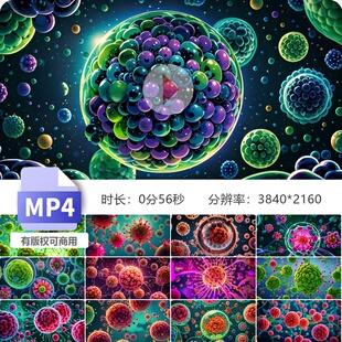 高清细胞细菌病毒CG动画 干细胞分裂染色体质线粒溶酶膜视频素材