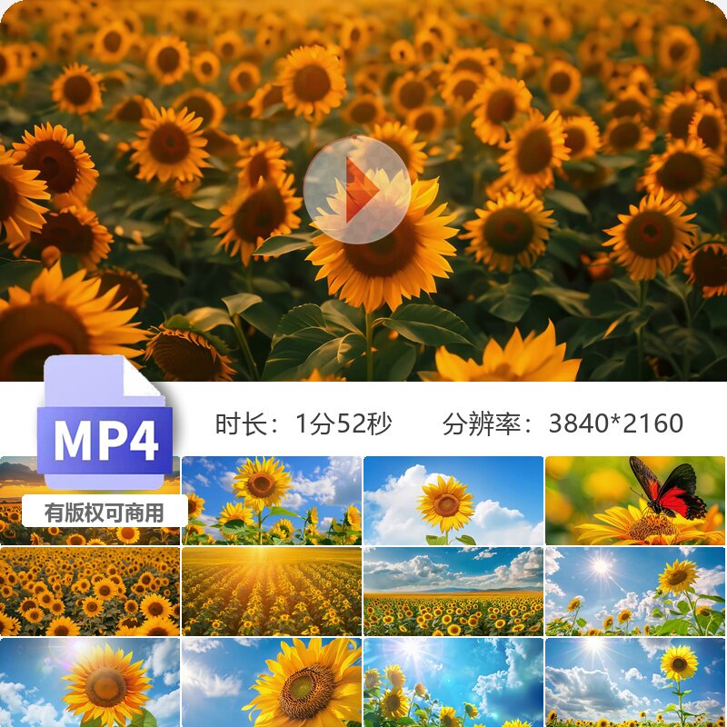 高清向日葵唯美夏天阳光花海蜜蜂蝴蝶特写田野空镜视频素材