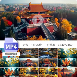 高清秋分秋色唯美意境枫叶银杏红树林深秋金秋大自然风景视频素材