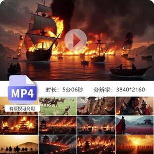 高清古代战争战场战火军队打仗冲锋攻城排兵布阵三国赤壁视频素材