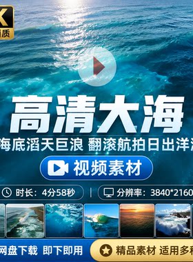 高清大海海底滔天巨浪翻滚航拍日出洋潮世界波涛汹涌视频素材