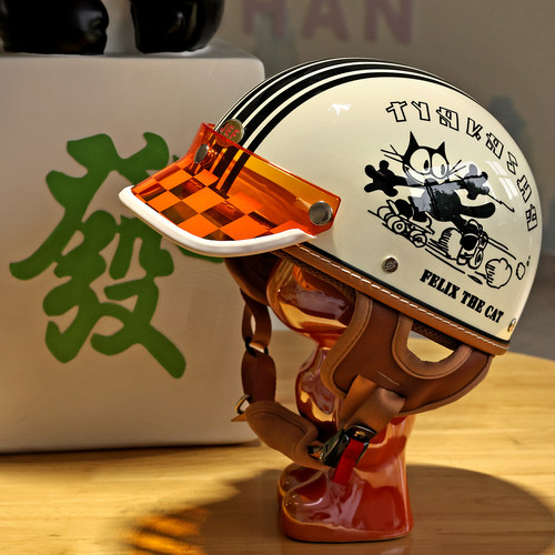 台湾JEF半盔复古电动车轻便瓢盔3C安全帽男女情侣摩托车头盔夏季