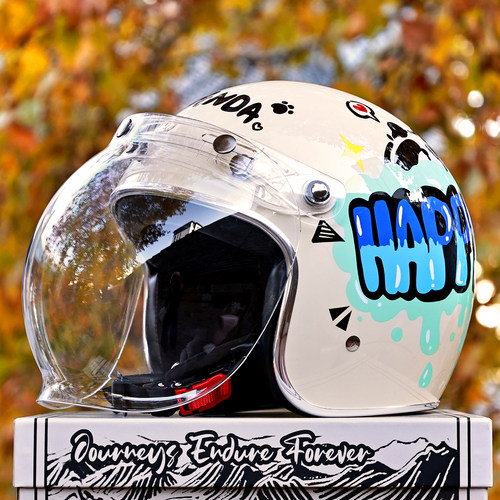 台湾复古卡通头盔四季四分之三盔