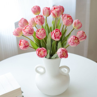 轻奢郁金香仿真花假花摆设房间卧室客厅装 饰花艺餐桌摆件干花花束