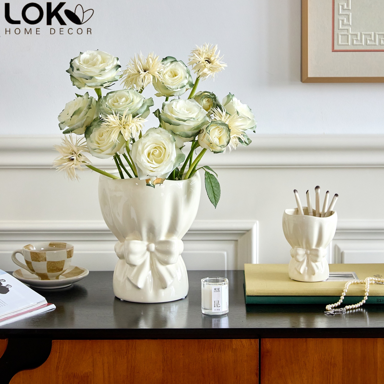 法式奶油风高级感轻奢陶瓷花瓶个性插花复古水培简约现代客厅摆件