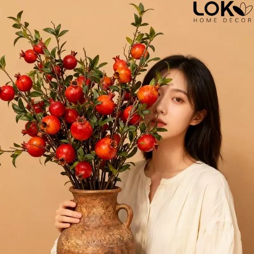 石榴花仿真花装饰摆件