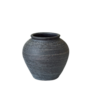 侘寂风粗陶花瓶陶罐花盆插花复古做旧风仿古瓦罐盆坛子黑陶摆件