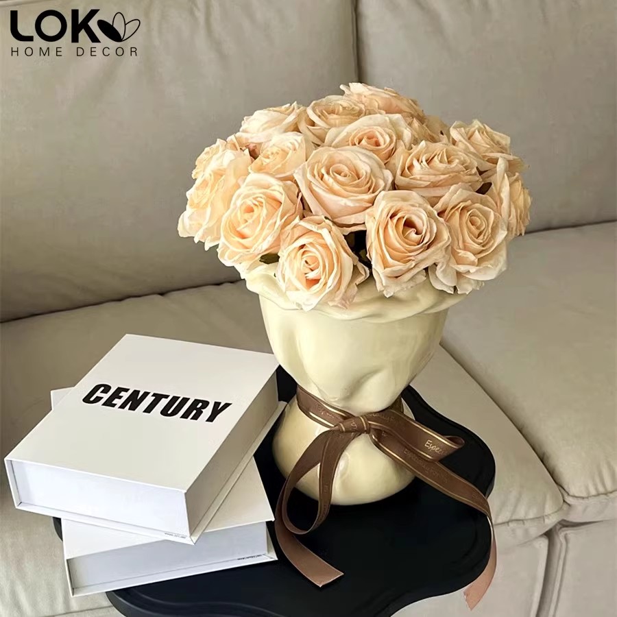 法式玫瑰仿真花客厅假花客厅简约摆设干花餐桌花摆花高级仿生花