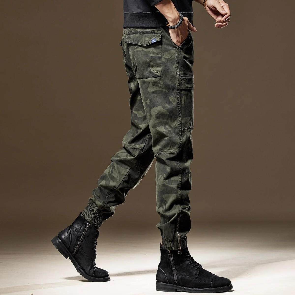 高端春季新款军绿色迷彩工装裤子男士潮牌修身重磅束脚休闲长裤男,男装,休闲裤,淘宝优惠券,粉丝福利购,淘宝优惠卷