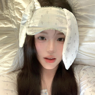 甜妹天菜 气少女兔耳朵花边眼罩ins风卡通可爱睡觉遮光睡眠眼罩 元
