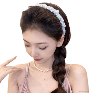 编织波浪高颅顶发箍甜美轻奢蓬松气质带齿梳防滑设计感发箍小香风