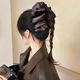 皮质云朵泡泡褶皱抓夹气质秋冬饱满后脑勺盘发鲨鱼夹气质百搭发饰