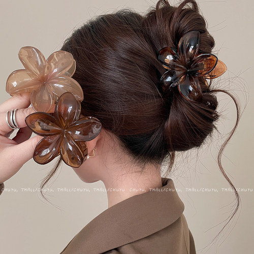 复古花朵抓夹后脑勺鲨鱼夹子