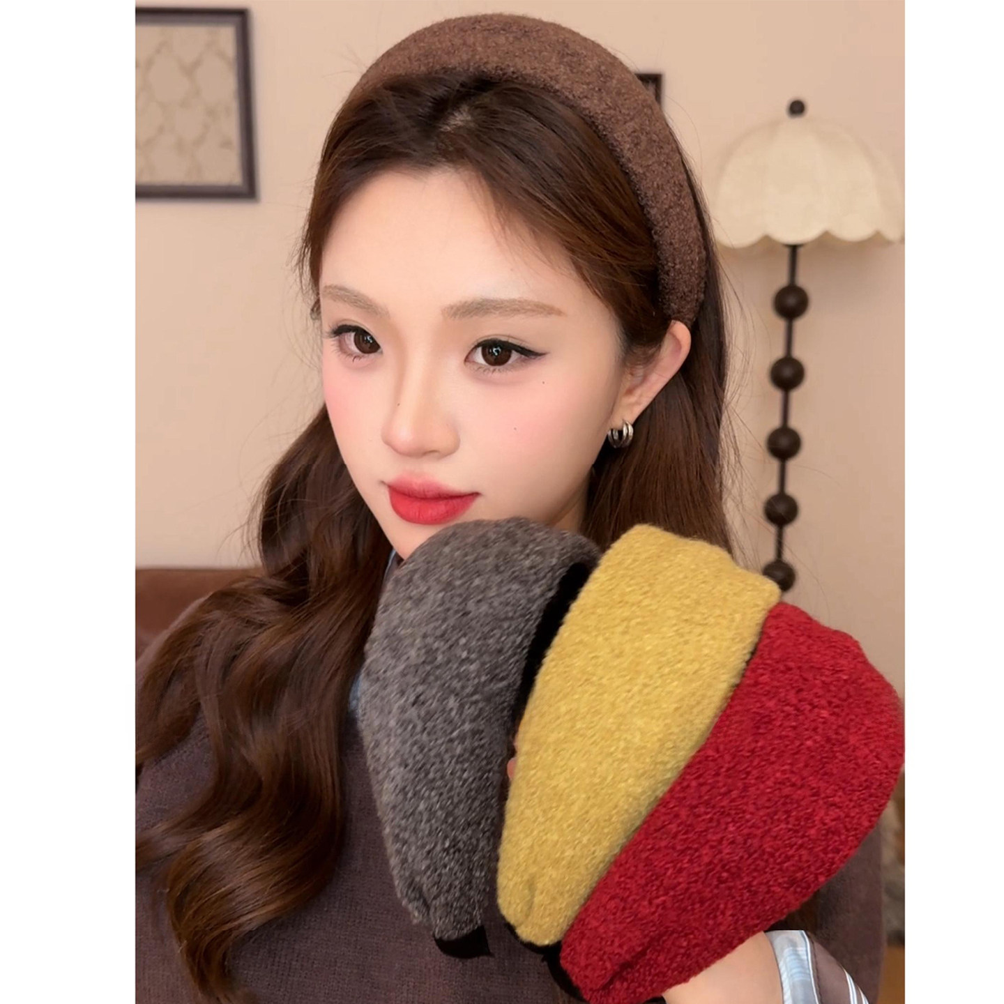 复古软面毛呢宽边发箍女高颅顶压发头箍新年氛围感气质百搭发饰,饰品/流行首饰/时尚饰品新,发饰,淘宝优惠券,粉丝福利购,淘宝优惠卷