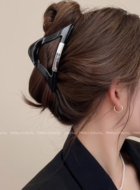 三角形抓夹亚克力大号发量多鲨鱼夹气质发夹后脑勺黑色发卡头饰