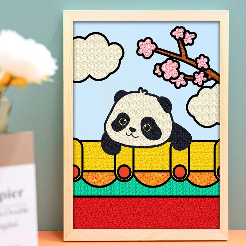故宫熊猫豆子画五谷画diy粘贴画手工diy材料包大米画粮食粘贴画