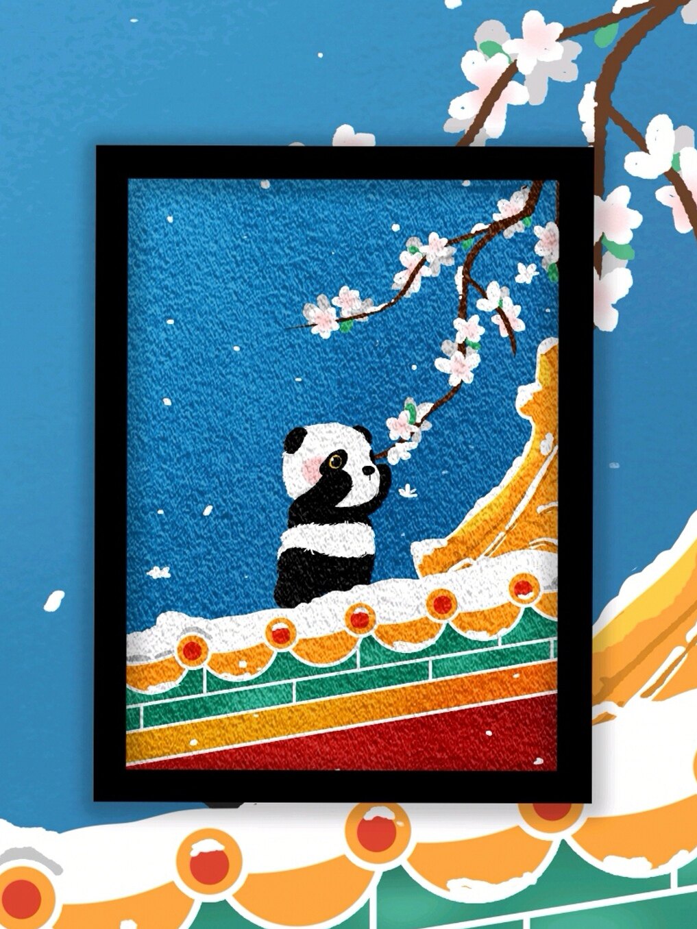 新款故宫熊猫儿童环保手工DIY纸浆画减压材料包带框包邮亲子活动