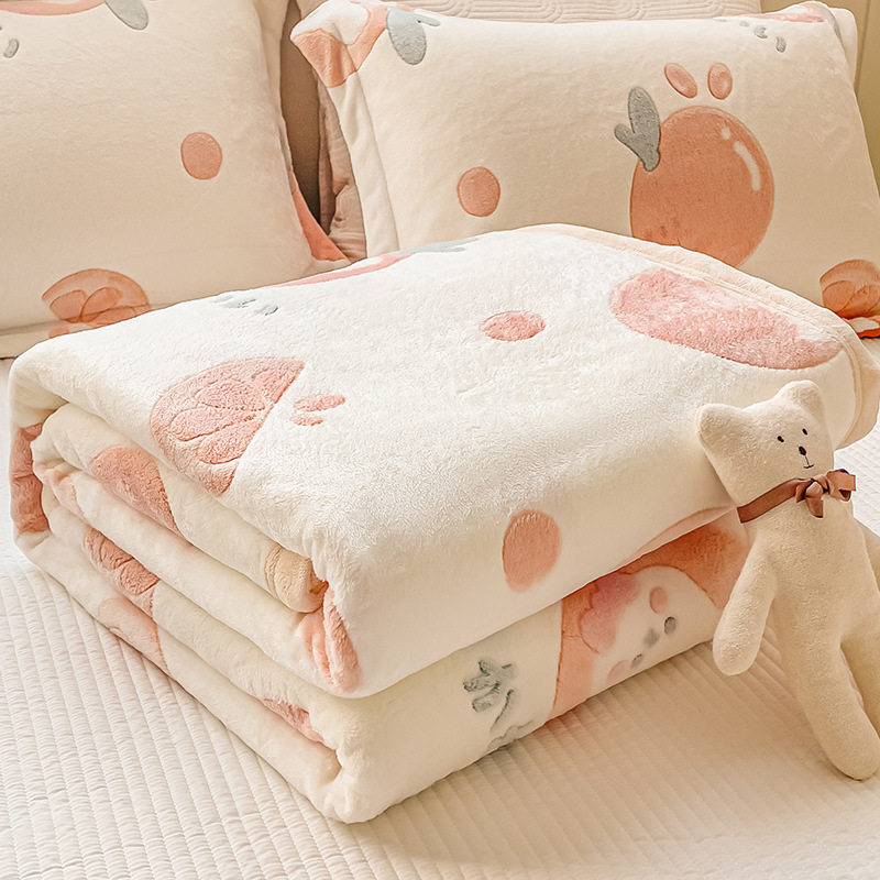 毛毛绒面防滑床单单件珊瑚毛毯牛奶金丝法兰绒毯加绒冬季垫单被单