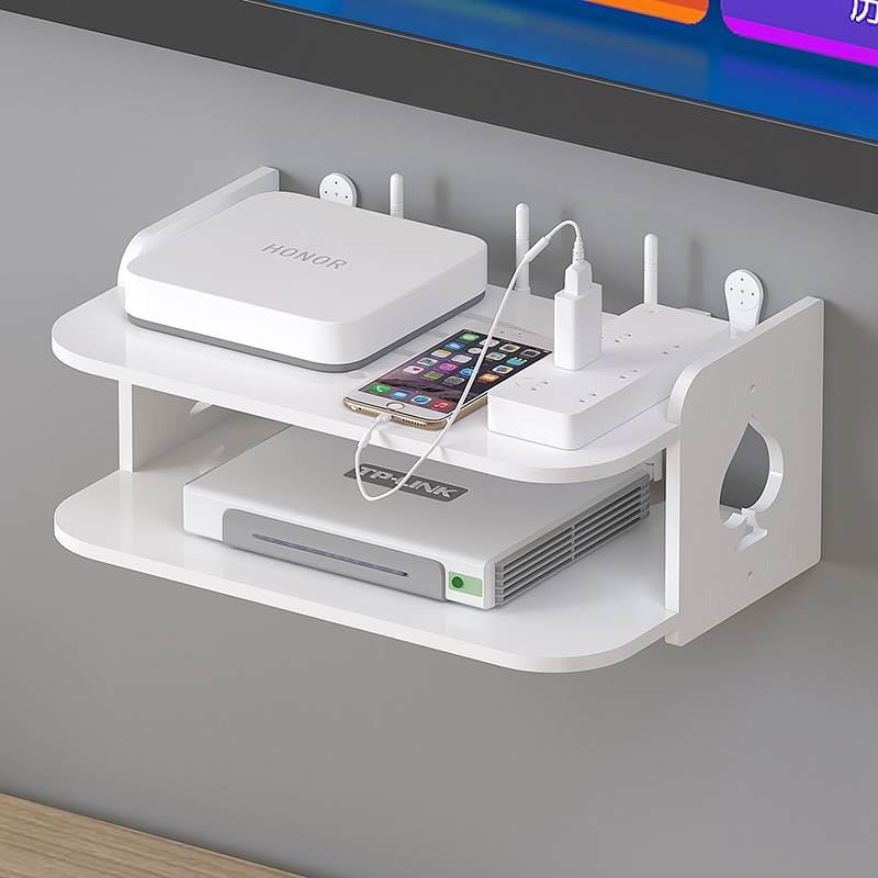 免打孔墙上路由器置物架挂墙壁挂电视机顶盒托架客厅收纳wifi支架
