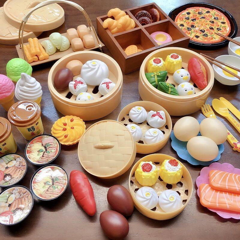 仿真食物过家家玩具儿童男孩女孩小孩子包子点心厨房做饭蒸笼套装