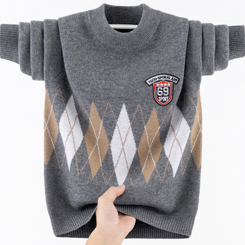 男孩子中大童秋冬季纯羊毛衫潮流