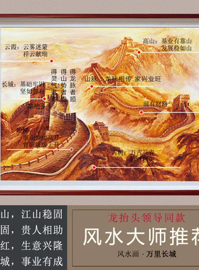 新年贺词万里长城靠山图油画