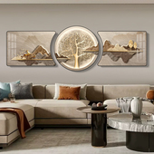 客厅装 饰画大气发财树福禄三联挂画简约轻奢现代沙发背景墙面壁