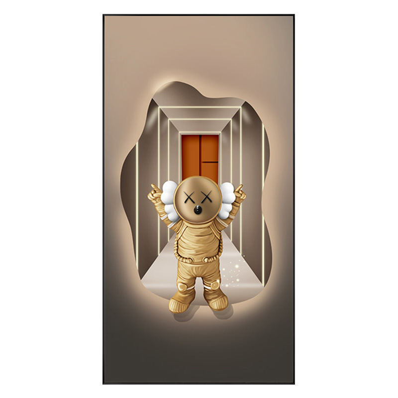 创意卡通玄关装饰画kaws街头潮流走廊过道挂画理发店电竞酒店壁画