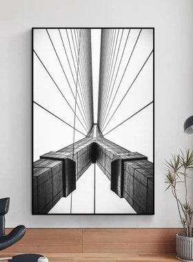 空间延伸黑白抽象装饰画