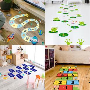 早教通感训练跳房子数字跳格子贴纸幼儿园底板游戏运动跳远地贴