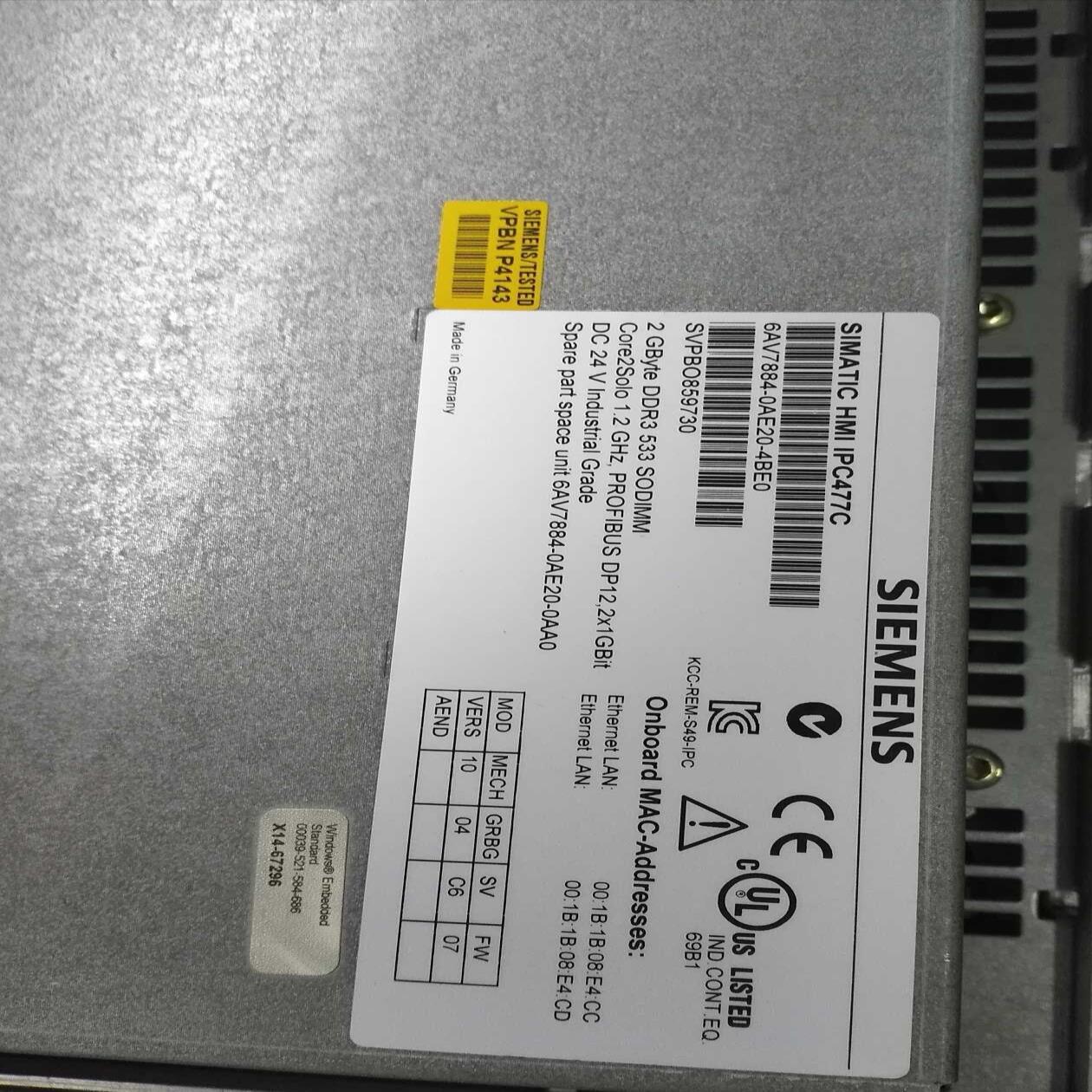 [德峰]西门子工控机一体触摸屏6av7884-0ae20-4be0