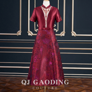 喜婆婆喜妈妈酒红色婚宴礼服酒气质礼服N010 定制 支持改版