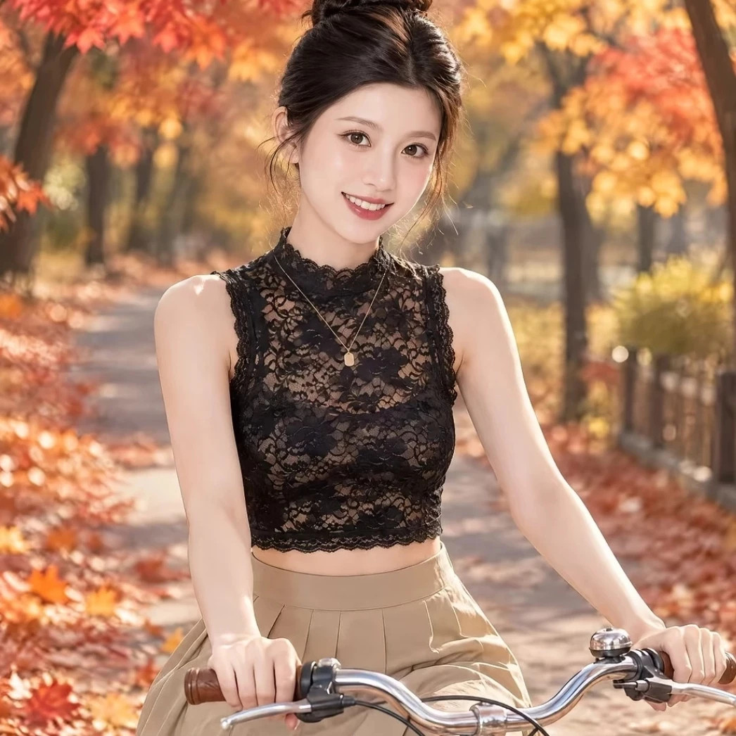 假领子蕾丝高档洋气蕾丝上衣秋冬女背心内穿半高领百搭假领子新款