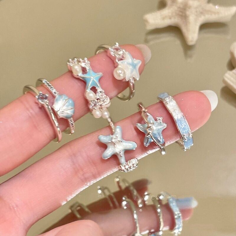 滴油戒指海边度假风贝壳双层时尚