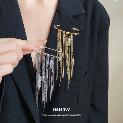 高级感ins风复古胸针石头女胸饰
