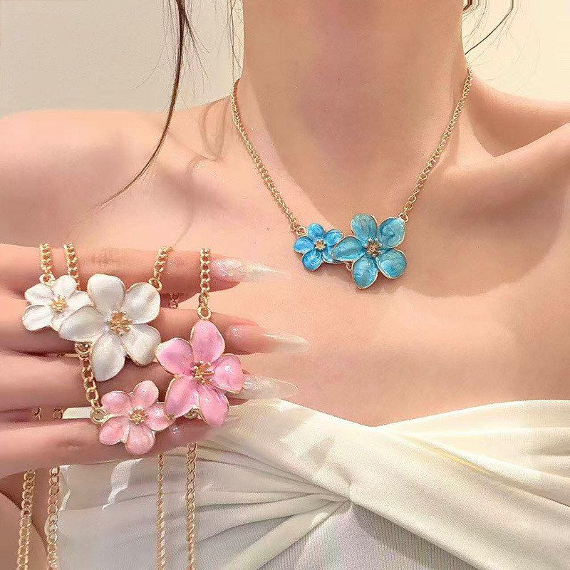 小花度假风女滴油小众海盐颈链