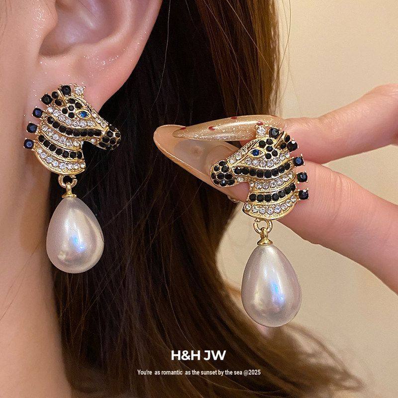 吊坠vintage耳环镶钻银针斑马中古耳钉珍珠高级感本命年耳饰轻奢,饰品/流行首饰/时尚饰品新,耳环,淘宝优惠券,粉丝福利购,淘宝优惠卷