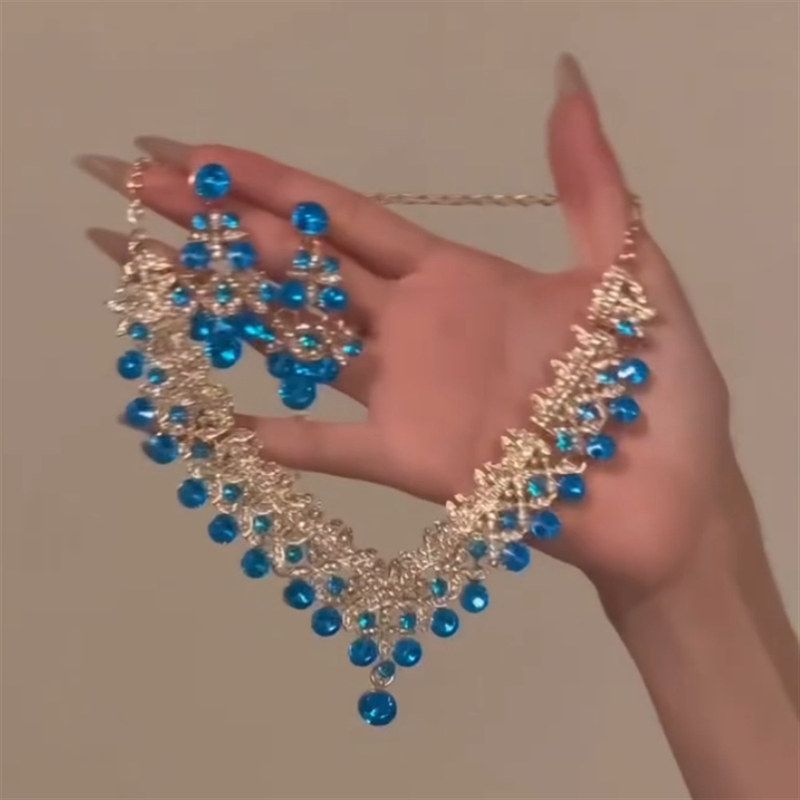 链轻奢镶钻锁骨圆形流苏精致耳环