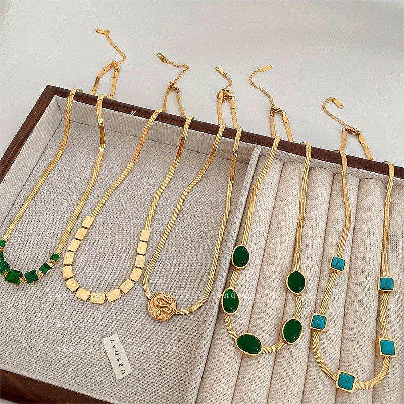 锁骨钛跨境不锈钢链小众饰品批发方形女项链时尚气质钢欧美高级感