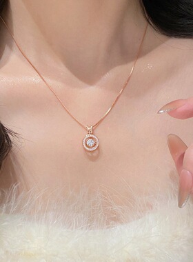 轻奢玫瑰金跳动的心女锁骨链