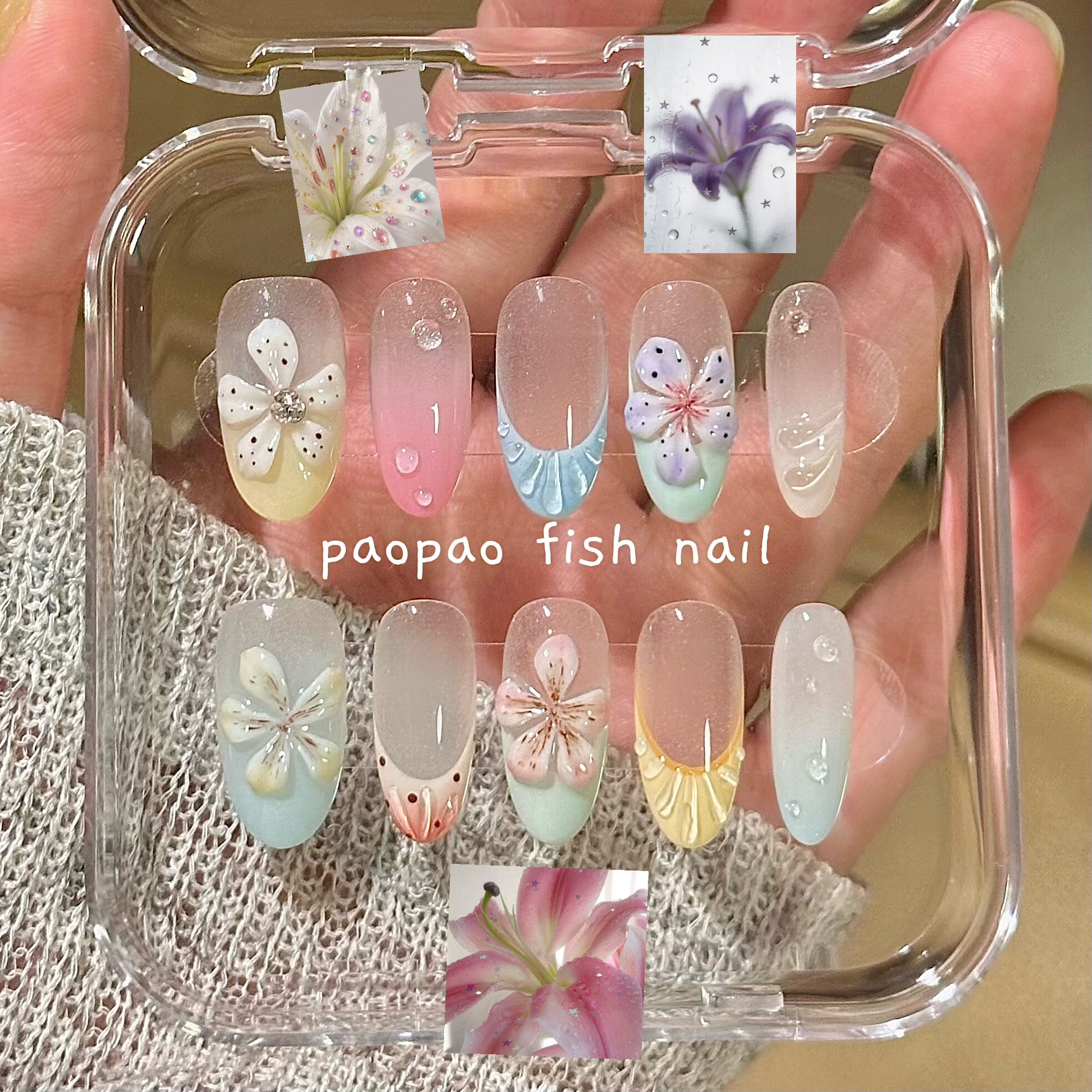 海岛绮梦 | 夏威夷度假风雕花法式美甲纯手工定制穿戴甲美甲片