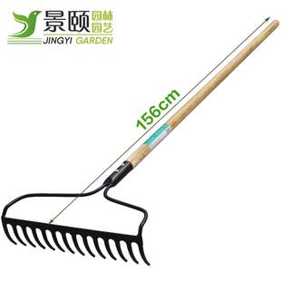 出口农用耙子园艺工具木柄加固型14齿钉耙耙草整地耙子耙树叶专用