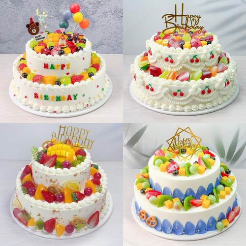 蛋糕模型彷真2025新款网红创意两层双层欧式水果蛋糕样品橱窗摆设