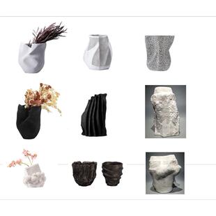 创意象纹理现代黑色创意纹理装饰花器树脂工艺品样板房花瓶摆件
