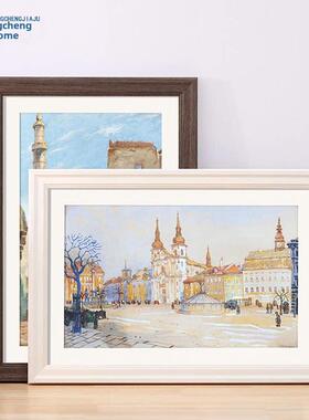 实木白色相框空框安装客厅壁挂纸板大相框定制A3A4开8K任意尺寸