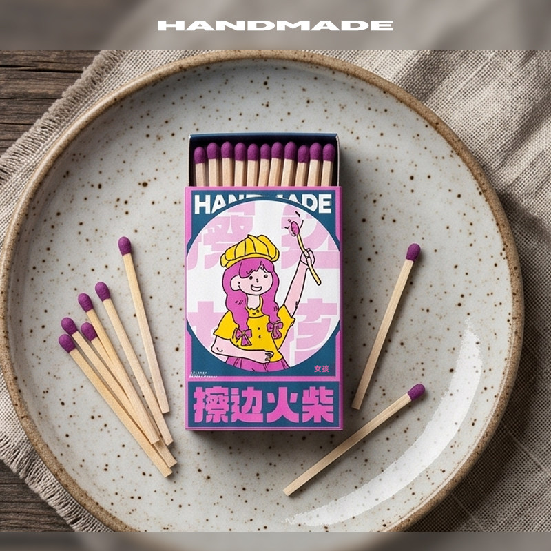 女孩小众火柴原创香薰蜡烛专用礼物彩色头艺术雪茄点火点烟器工具