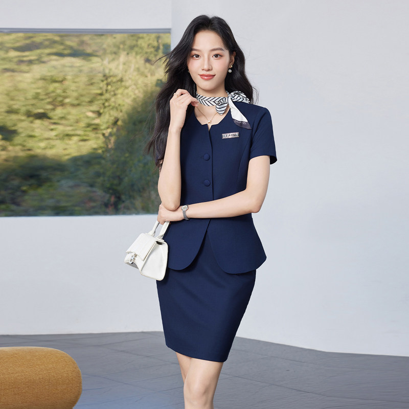 高级感短袖西装套装女2026夏季薄款前台接待职业装气质正装工作服