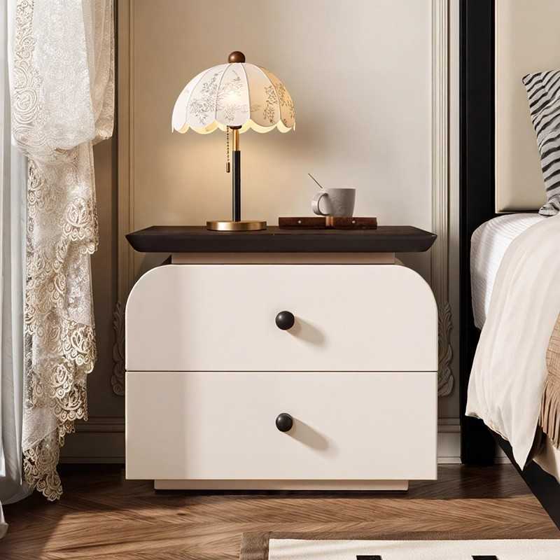 全实木床头柜家用卧室2025爆款奶油风小型儿童储物免安装收纳柜子