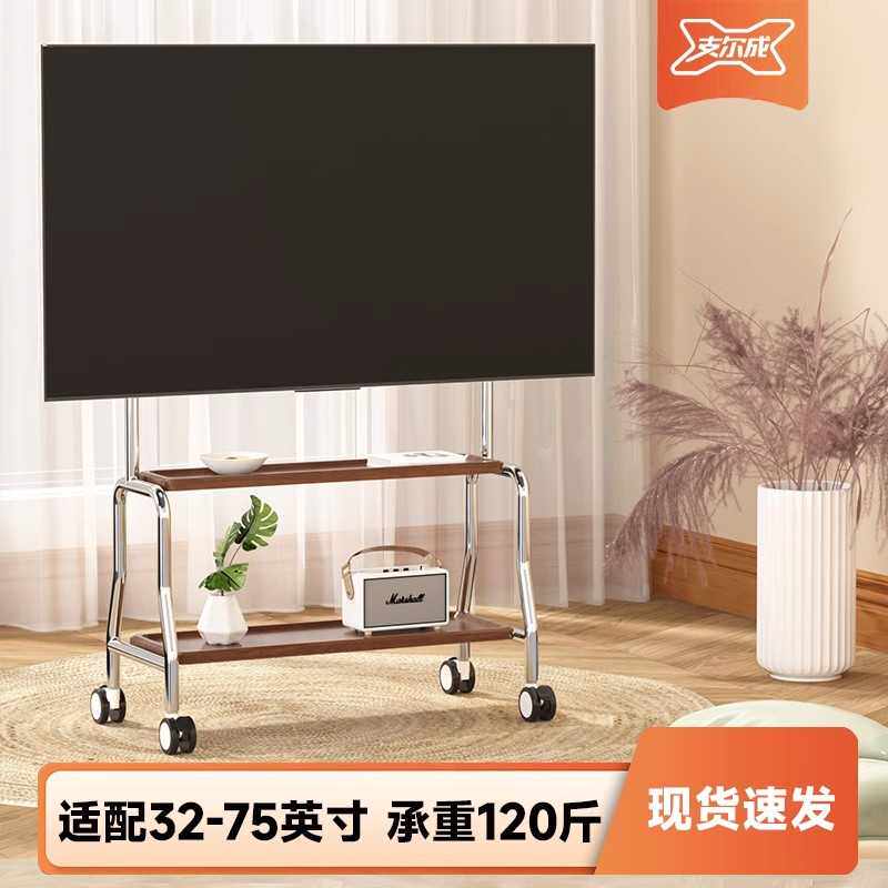 电视机落地支架可移动不锈钢带轮推车客厅卧室55/65/75寸通用挂架