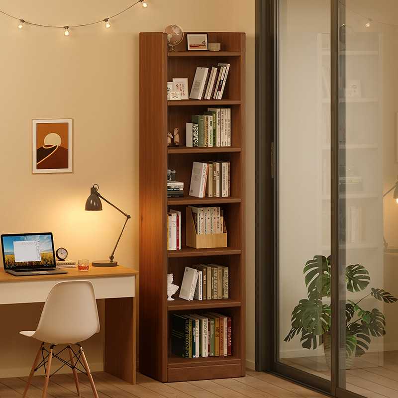 木书架窄柜子墙角置物架落地靠墙转角夹缝简易收纳储物家用书柜